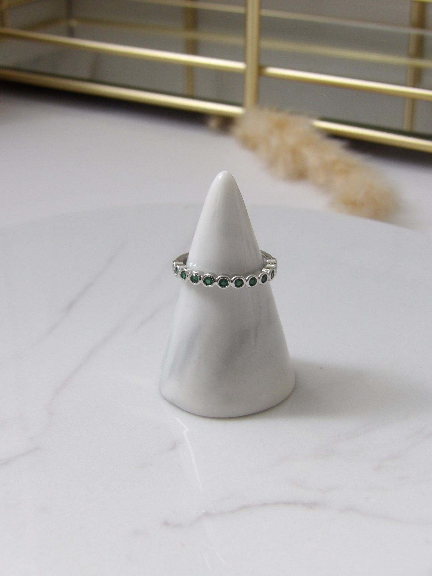 CLEO GREEN SILVER RING