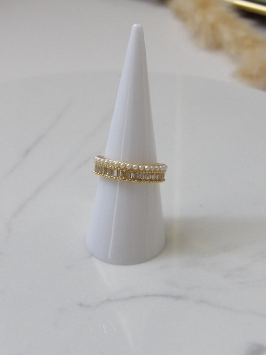 AGATA PEARL GOLD RING