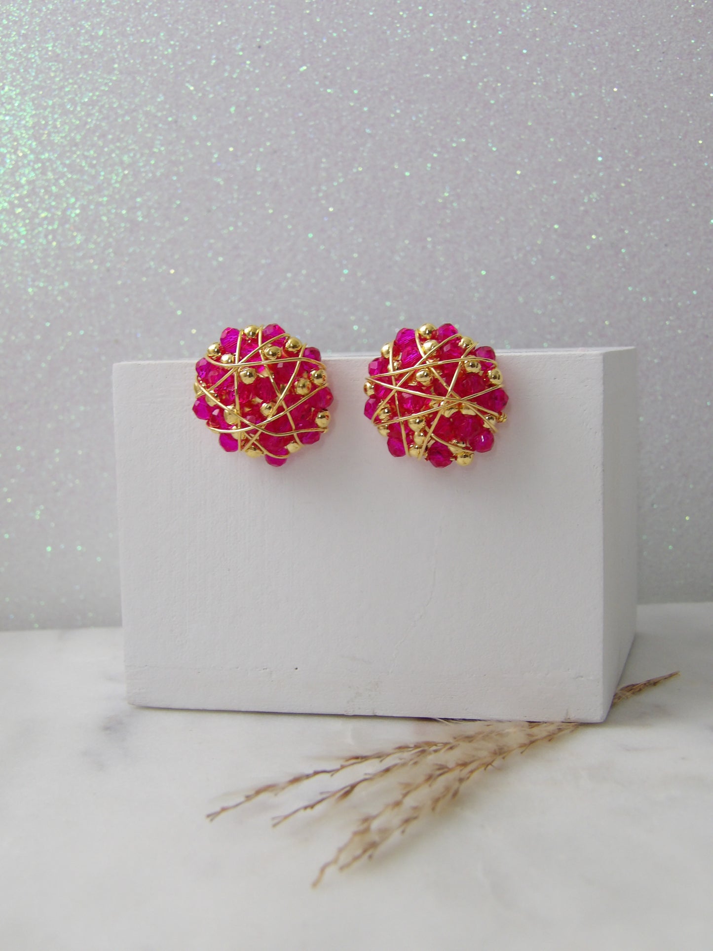 FUSHIA ORBIT EARRINGS BRONZE