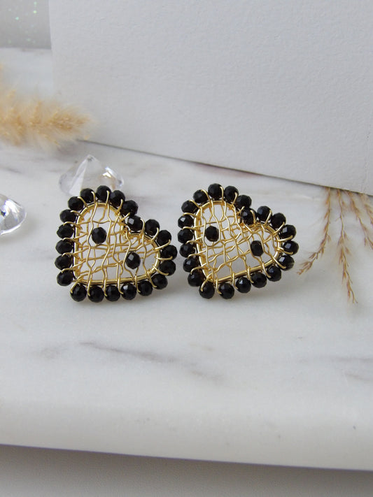 NOIR HEART EARRINGS BRONZE