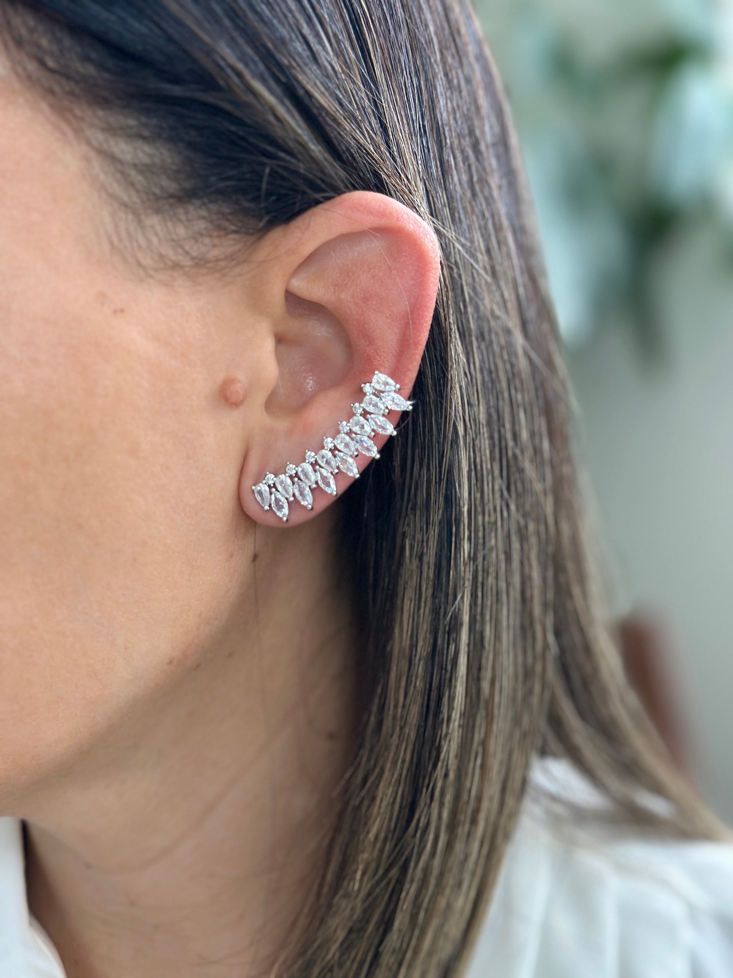 CRYSTAL CLIMB SET EAR CUFF SILVER