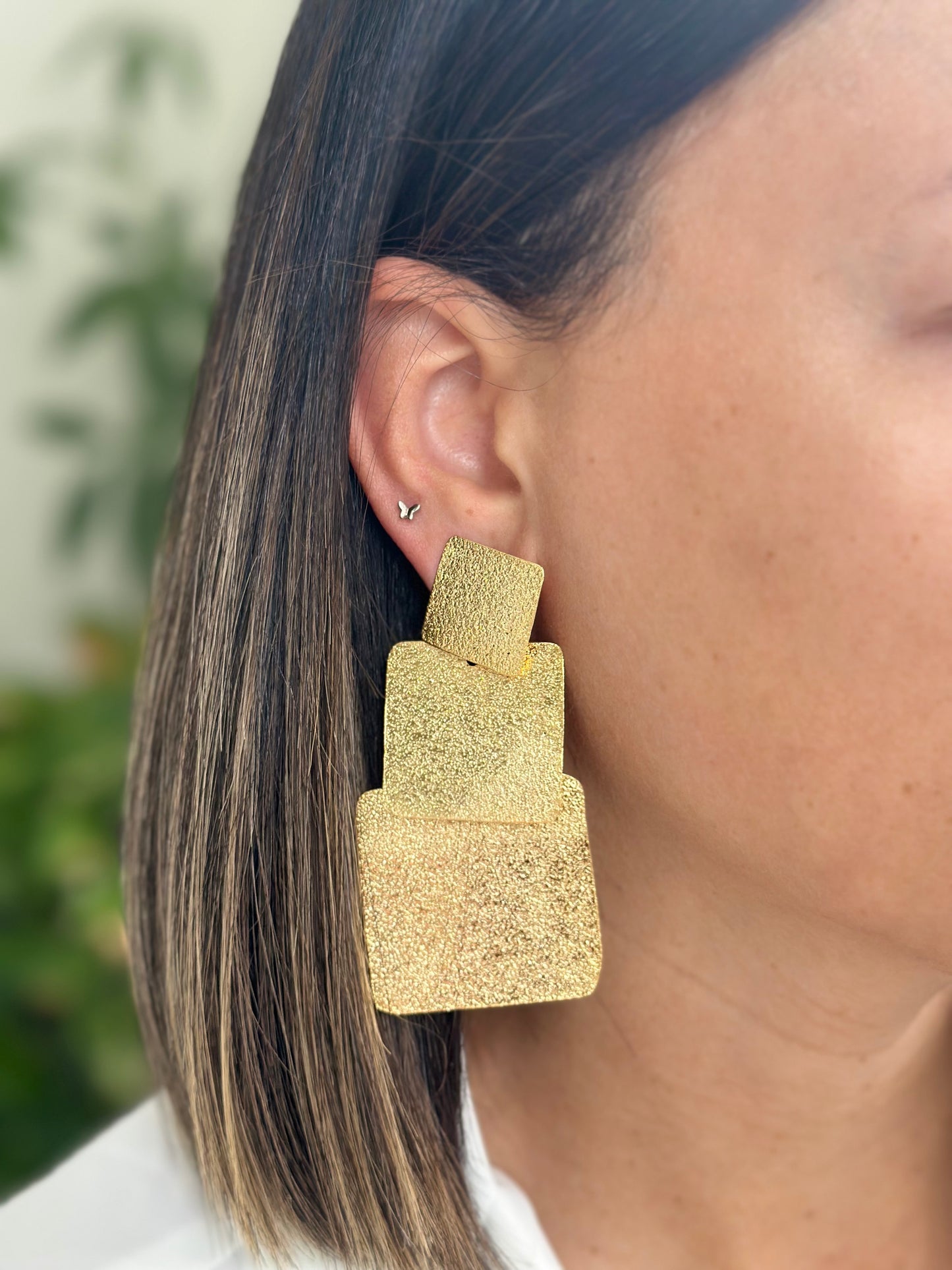 MISTY SQUARES BRONZE EARRINGS