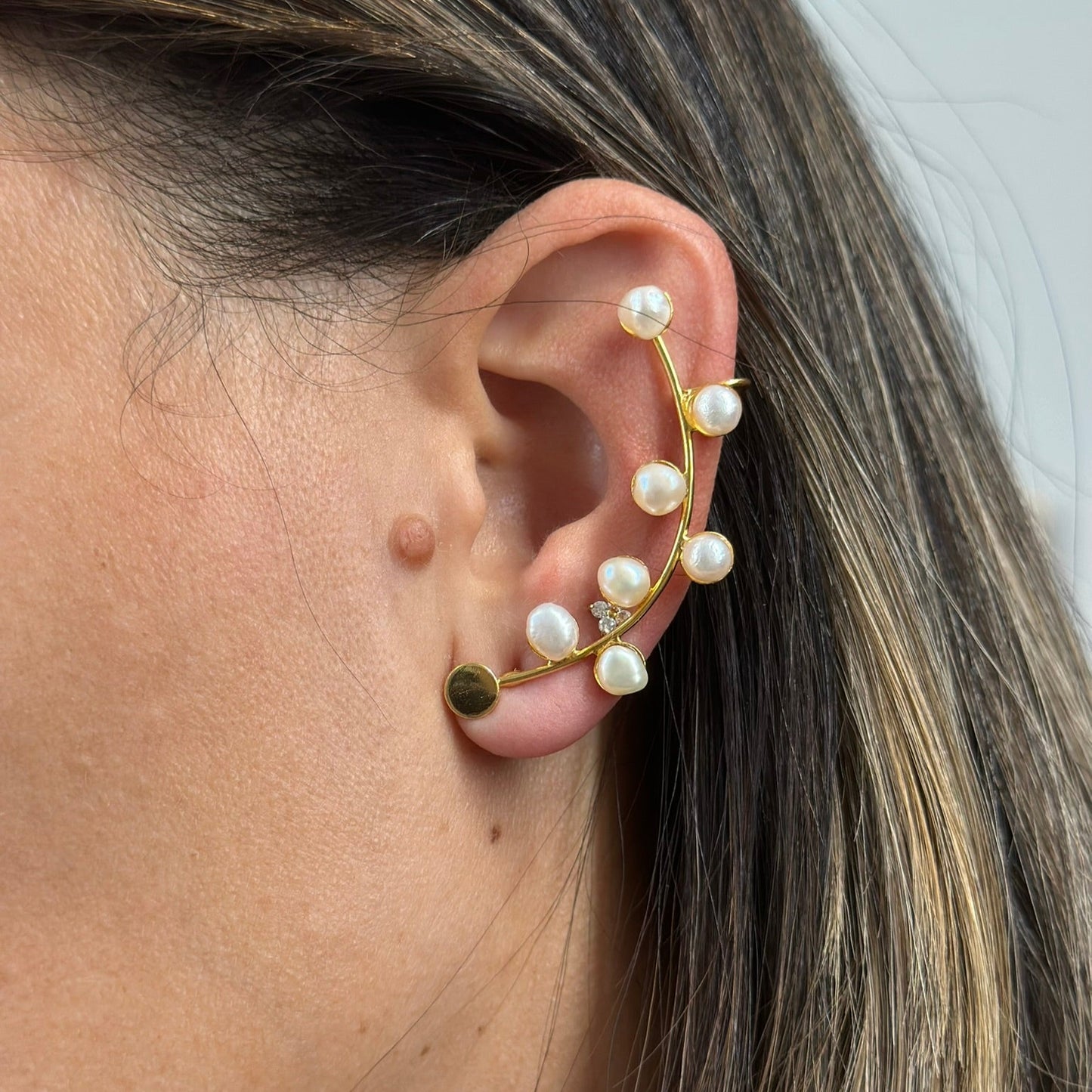 JADE EARRING SET EAR CUFF GOLD
