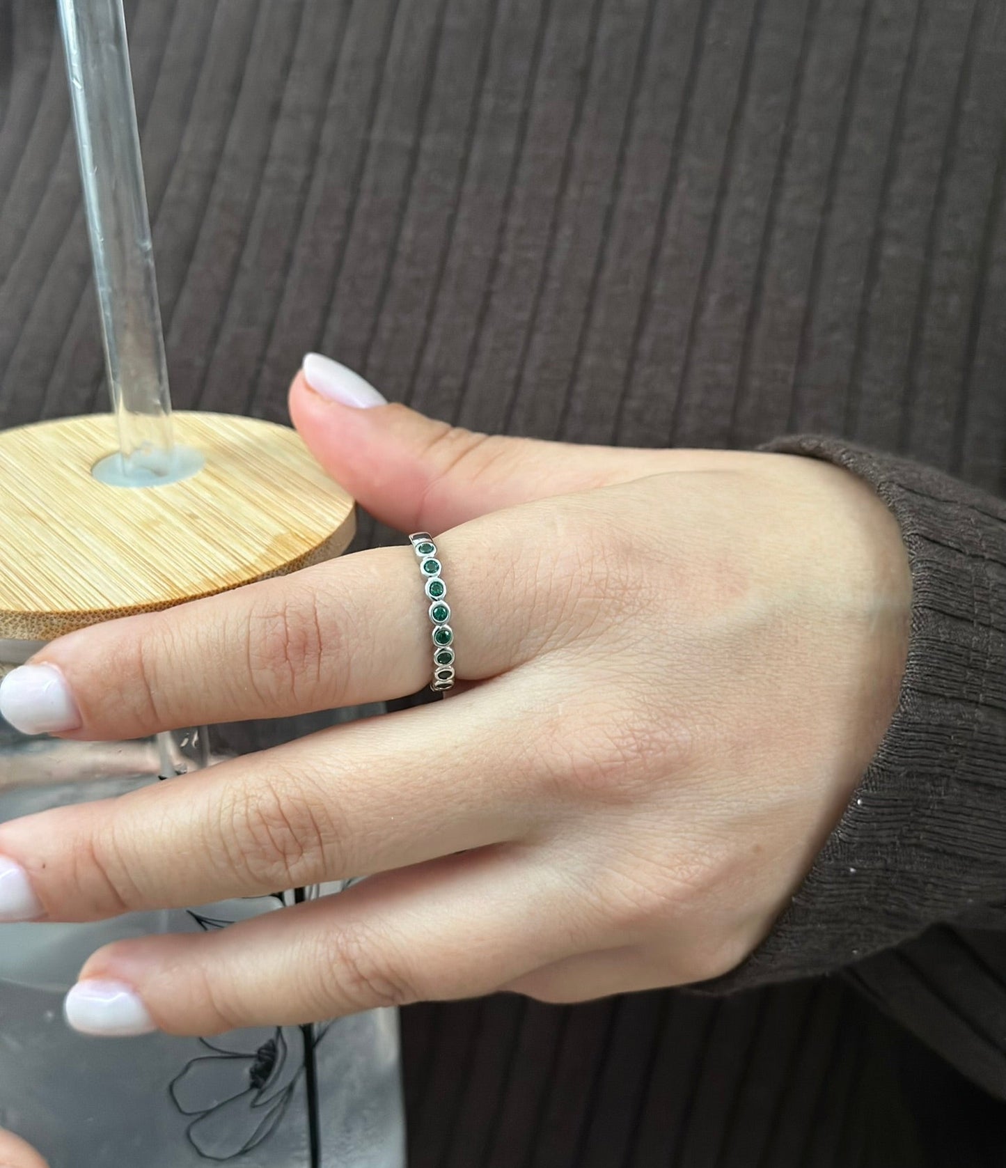 CLEO GREEN SILVER RING
