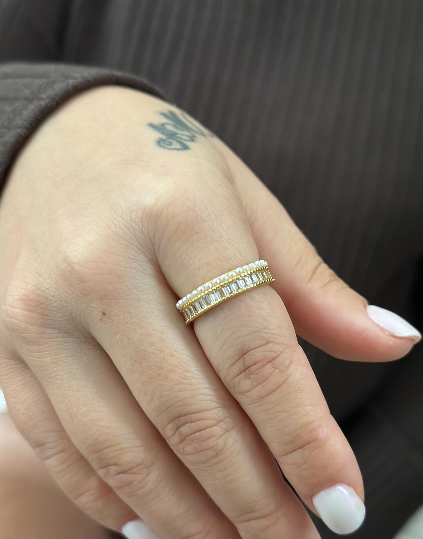 AGATA PEARL GOLD RING