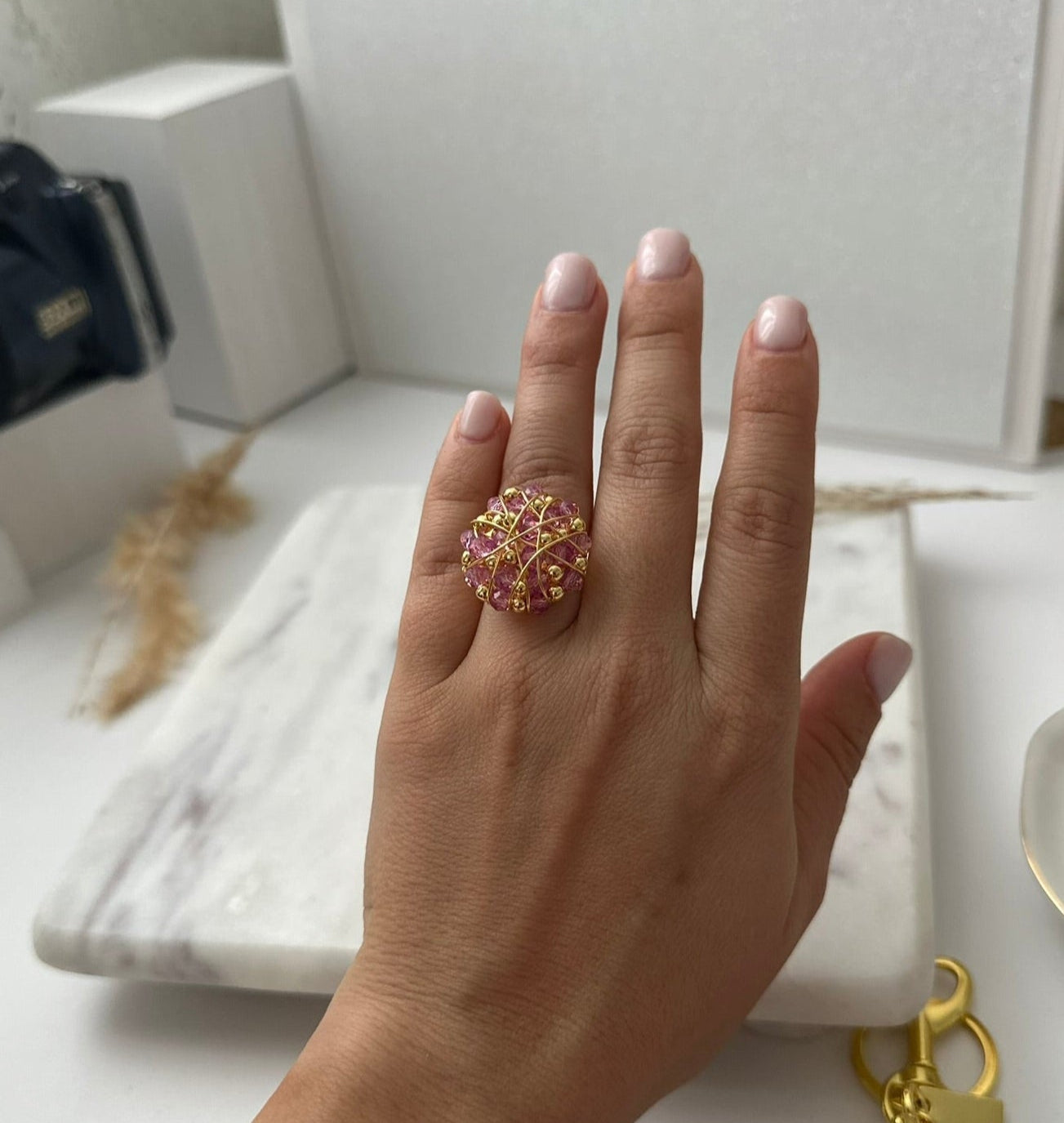 ROSE MURANO RING BRONCE