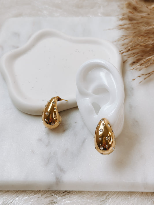 GLORIA DROP ZIRCON EARRING GOLD