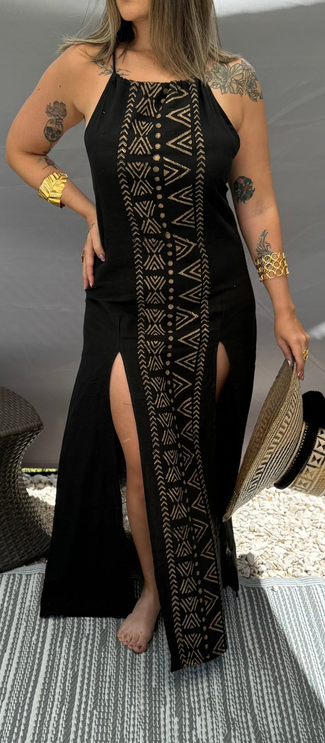 vestido bohemio hecho a mano, vestido talla única algodón, vestido artesanal India, vestido estilo boho chic, vestidos ligeros para verano, vestido exclusivo mujer, moda bohemia elegante