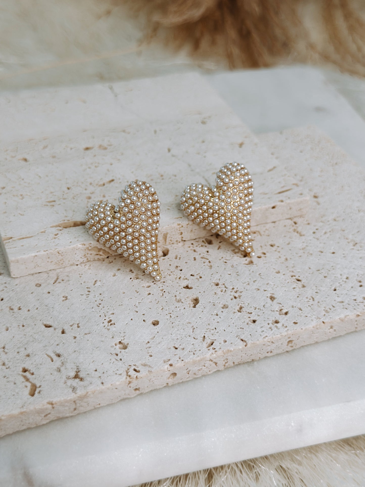 HEART MAXI PEARL GOLD EARRINGS