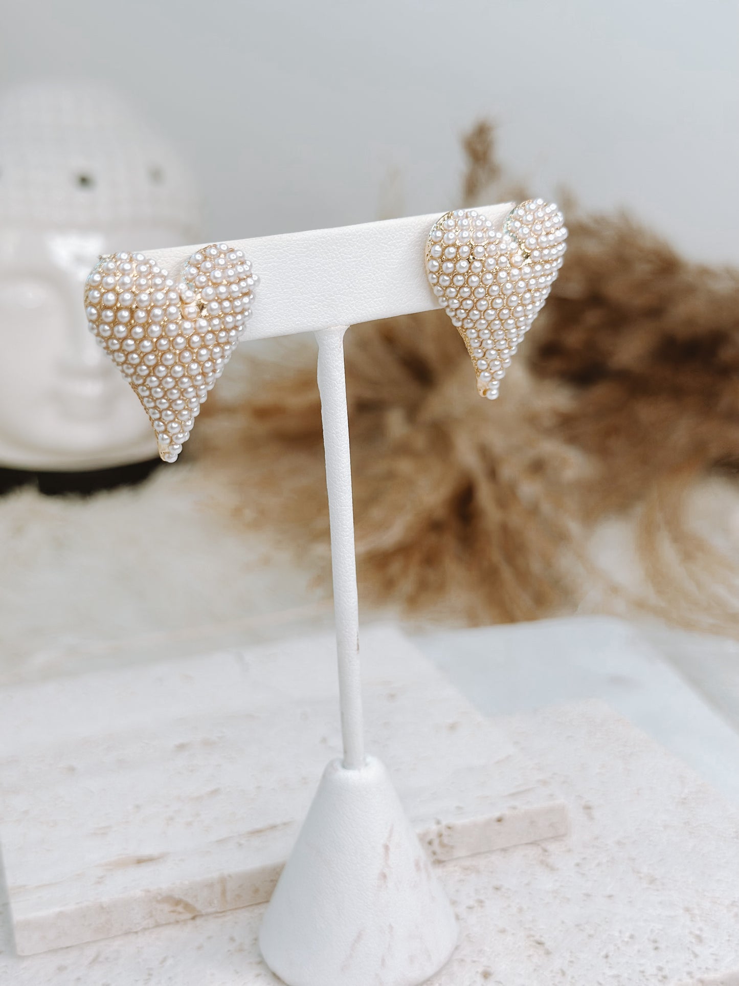 HEART MAXI PEARL GOLD EARRINGS