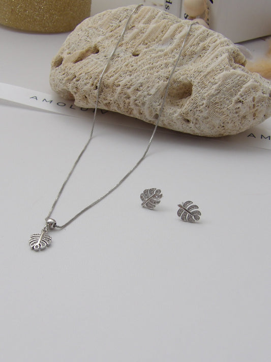 AUTUMN NECKLACE SET SILVER