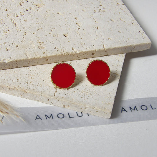 CAMILA RED EARRINGS BRONZE