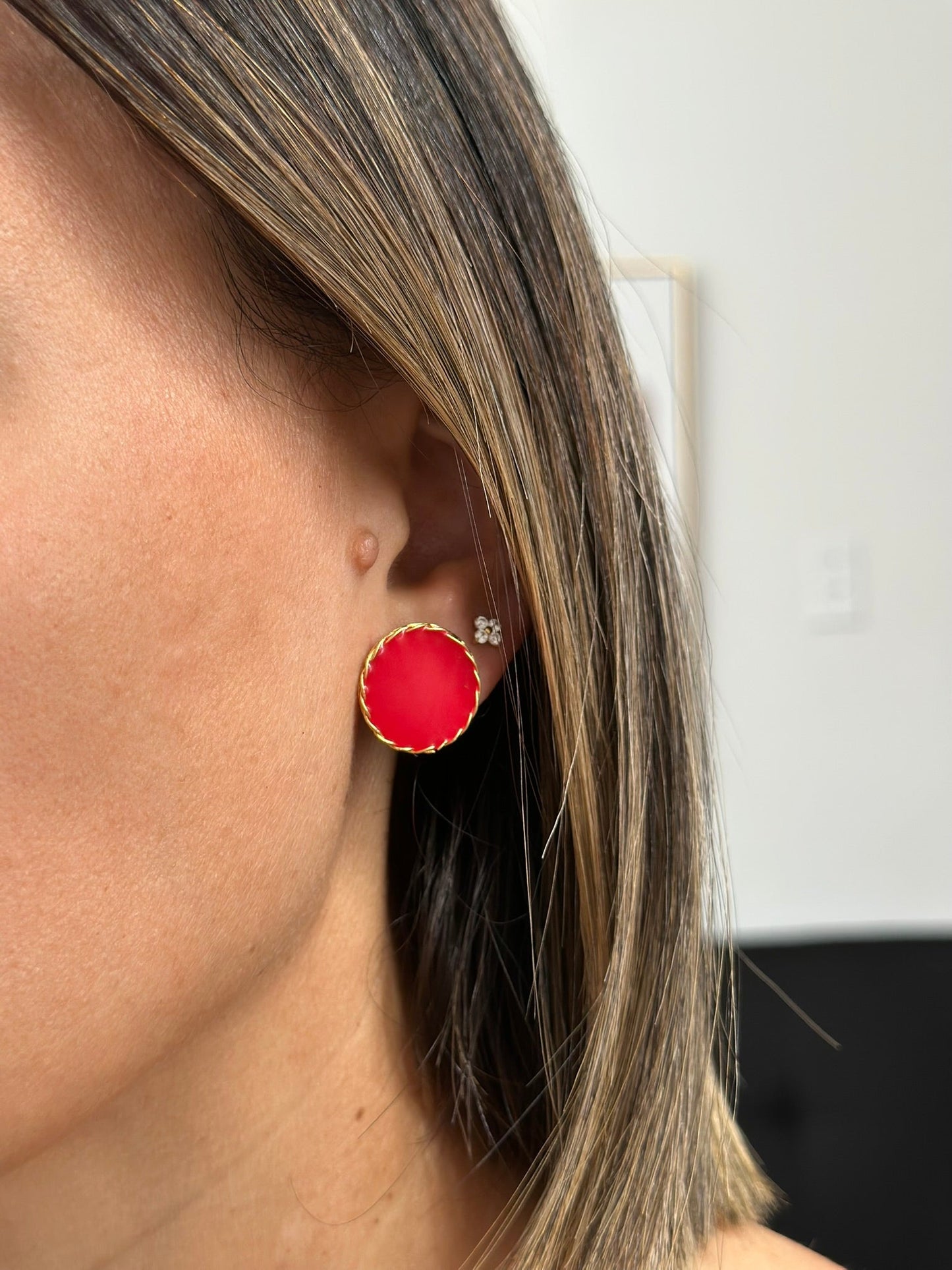 CAMILA RED EARRINGS BRONZE
