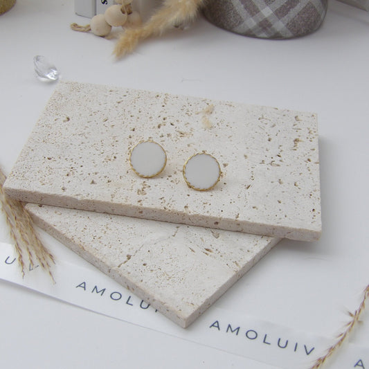 CAMILA WHITE EARRINGS BRONZE