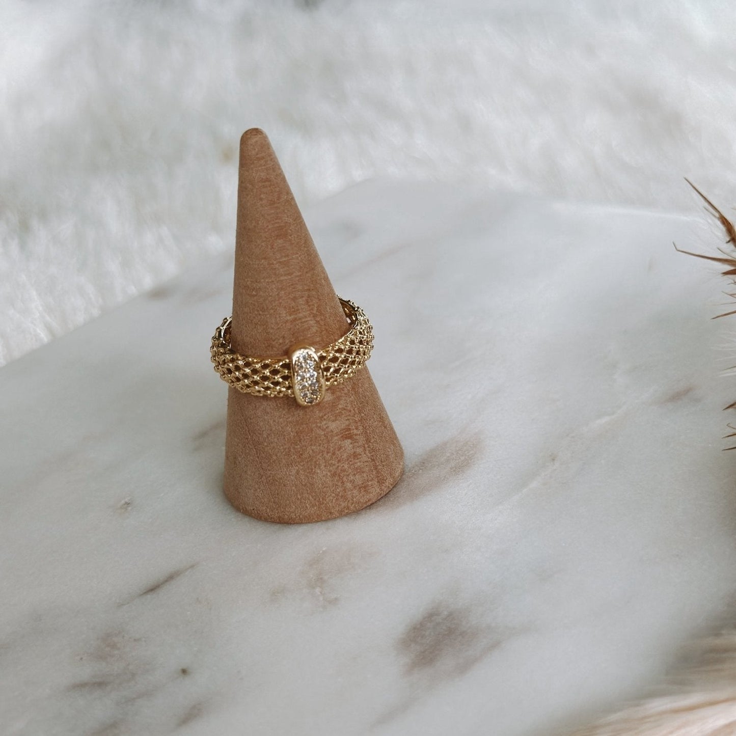 CHAIN GOLD RING ZIRCON