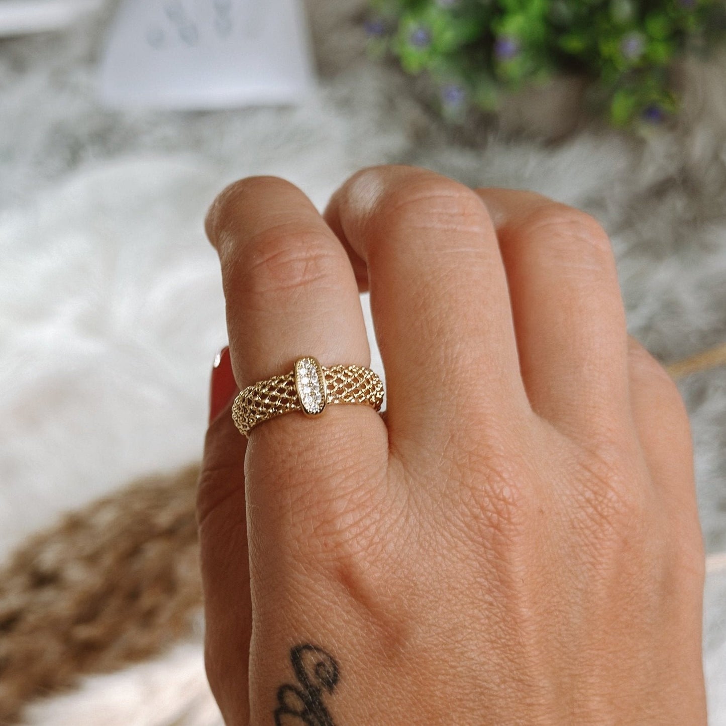 CHAIN GOLD RING ZIRCON