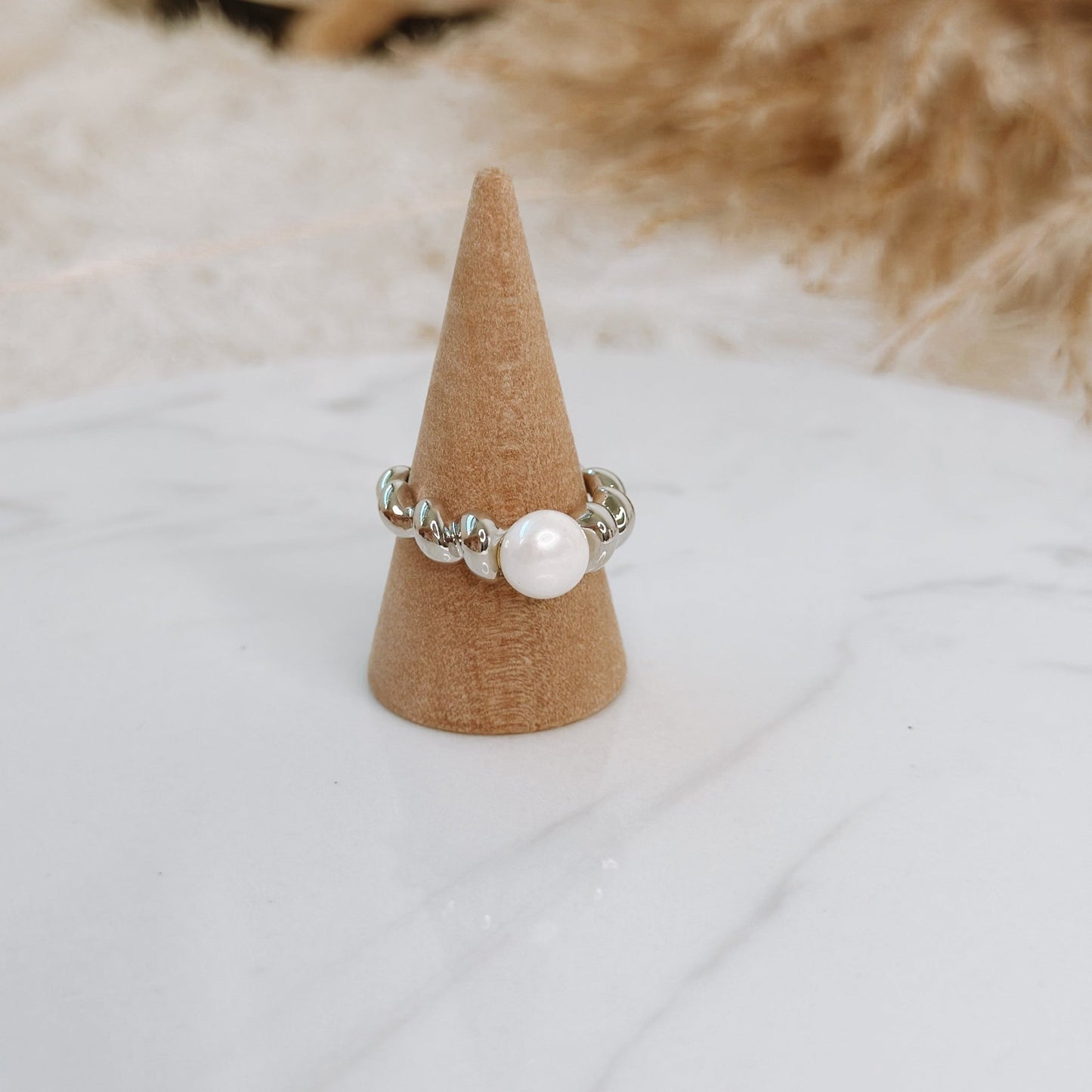 CROISSANT PEARL SILVER RING