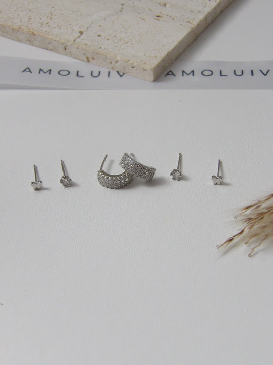 EZRA SET EARRINGS SILVER