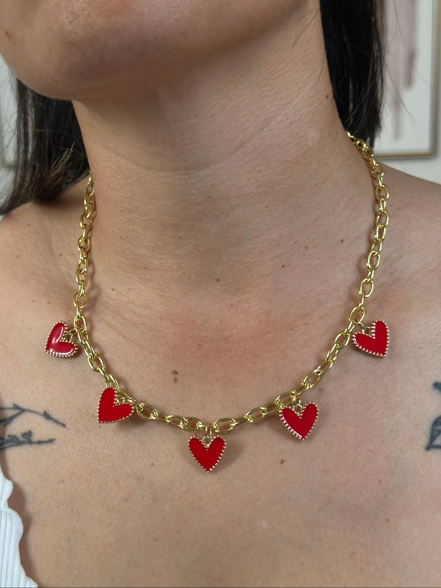 RED IN LOVE NECKLACE GOLD
