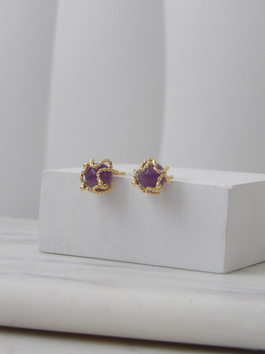 AMETHYST STUDS BRONZE