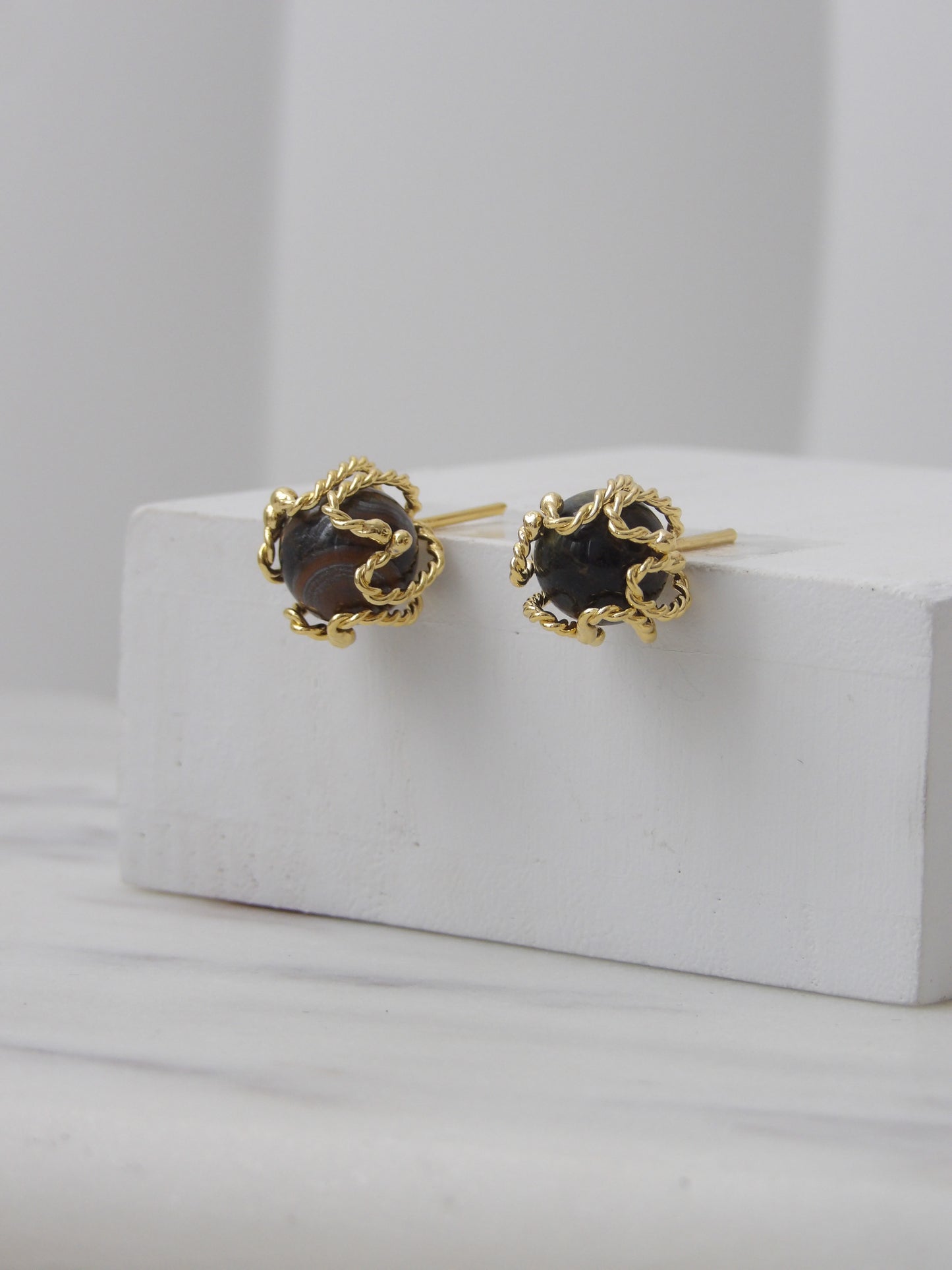 AMBER EARTH STUDS BRONZE