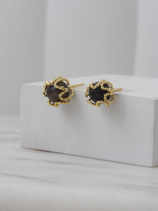 AMBER EARTH STUDS BRONZE