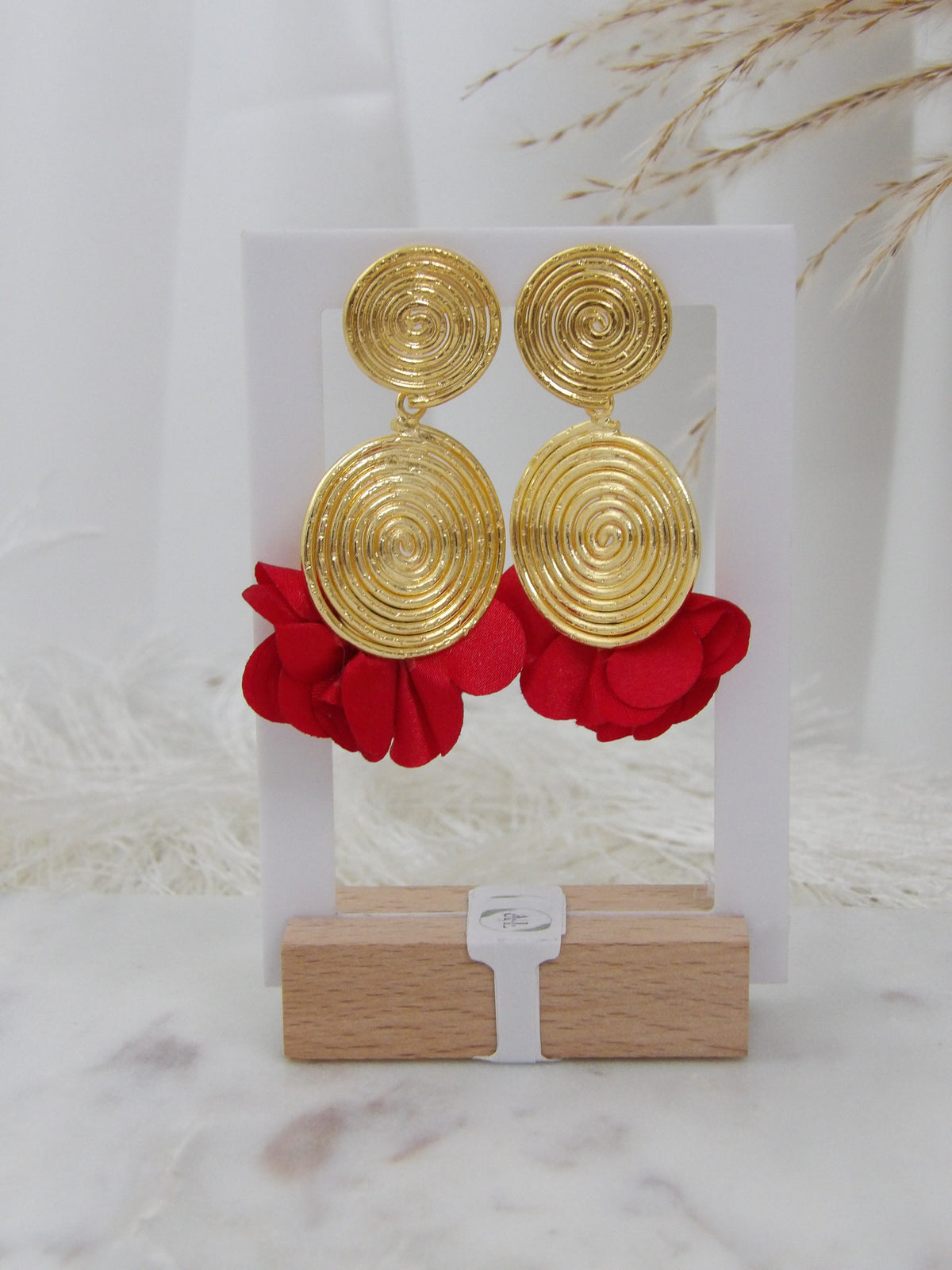 FLEURÉ SPIRAL EARRINGS- RED