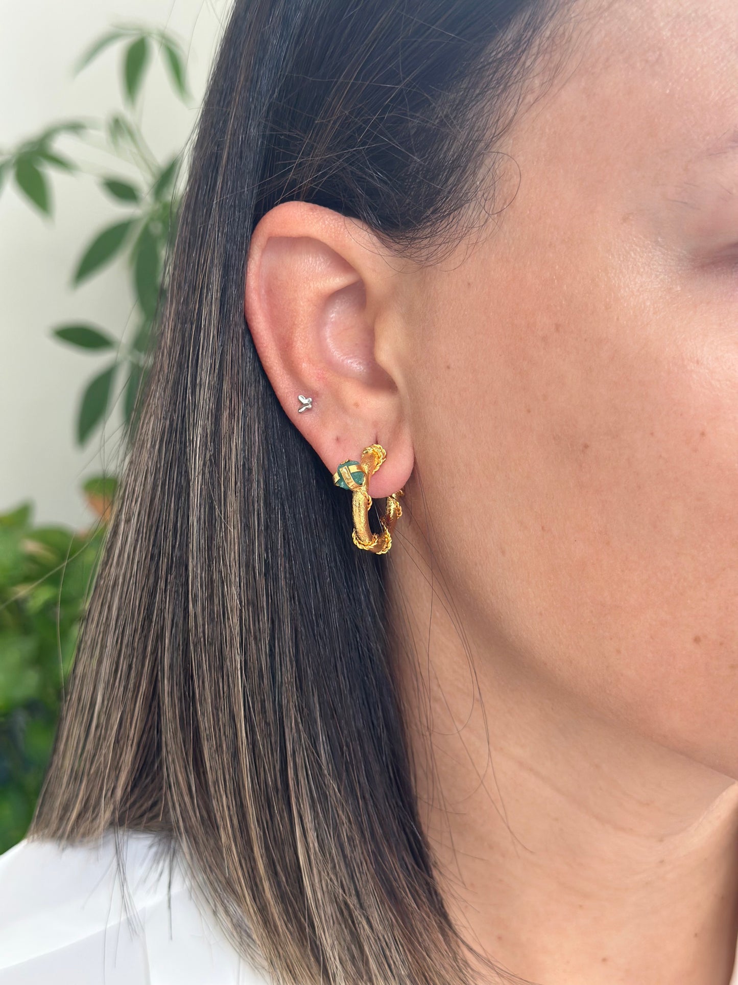 EMERALD ROOTS BRONZE EARRINGS