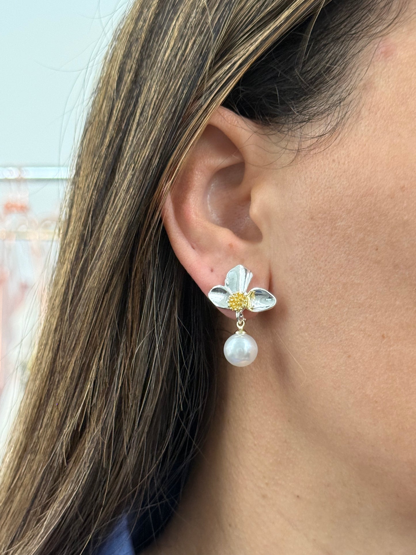 PETAL PEARL DROP EARRINGS