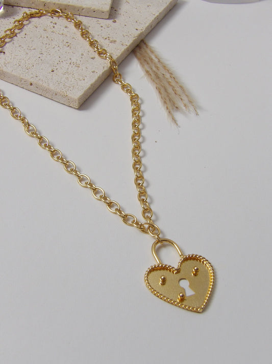 THE KEY TO MY HEART GOLD NECKLACE BRONZE