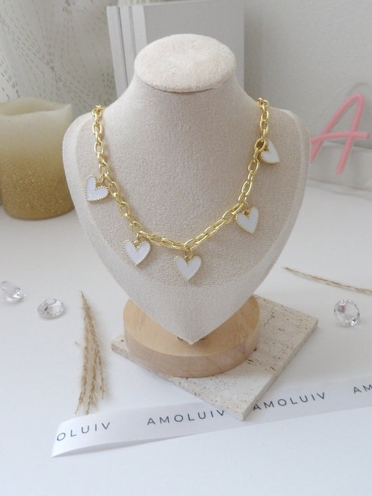 WHITE IN LOVE NECKLACE GOLD